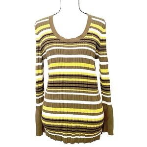Lane Bryant Striped Long Sleeve Scoop Neck Ribbed Knit Pullover Sweater